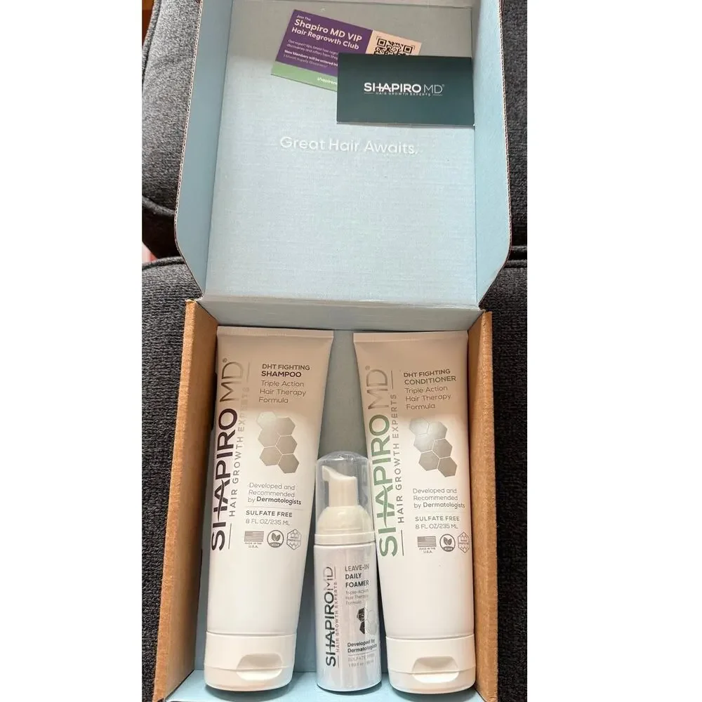 Shapiro MD Hair Growth Kit Thicker Fuller Healthier Shampoo Conditioner Foam
